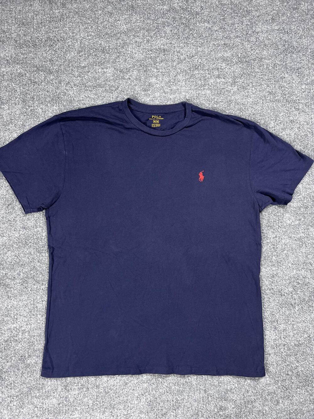 Polo Ralph Lauren T Shirt Blue Cotton Logo Crew Neck Short Sleeve Mens Medium